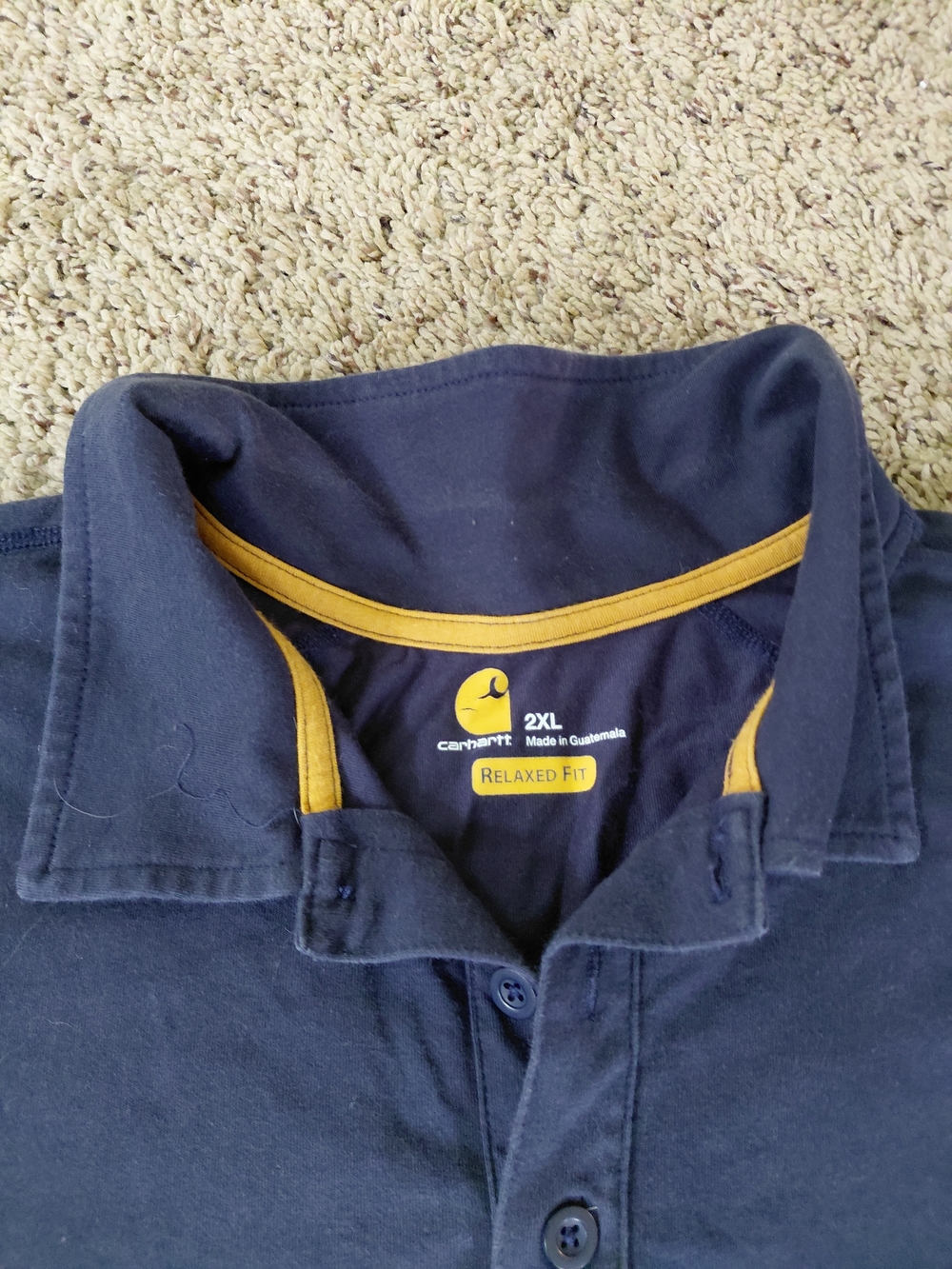 Carhartt Navy Polo with Gold Contrast Trim